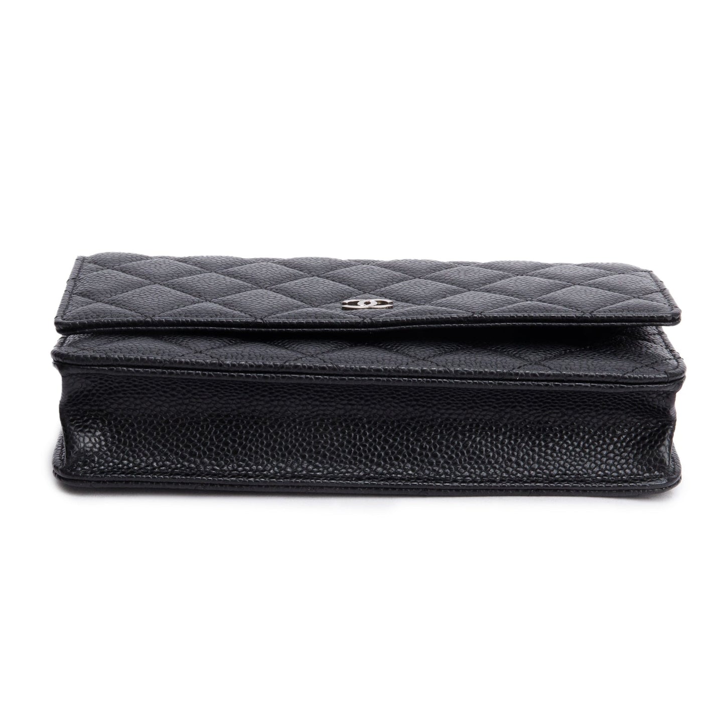 Chanel Black Quilted Caviar Leather Classic Wallet on Chain