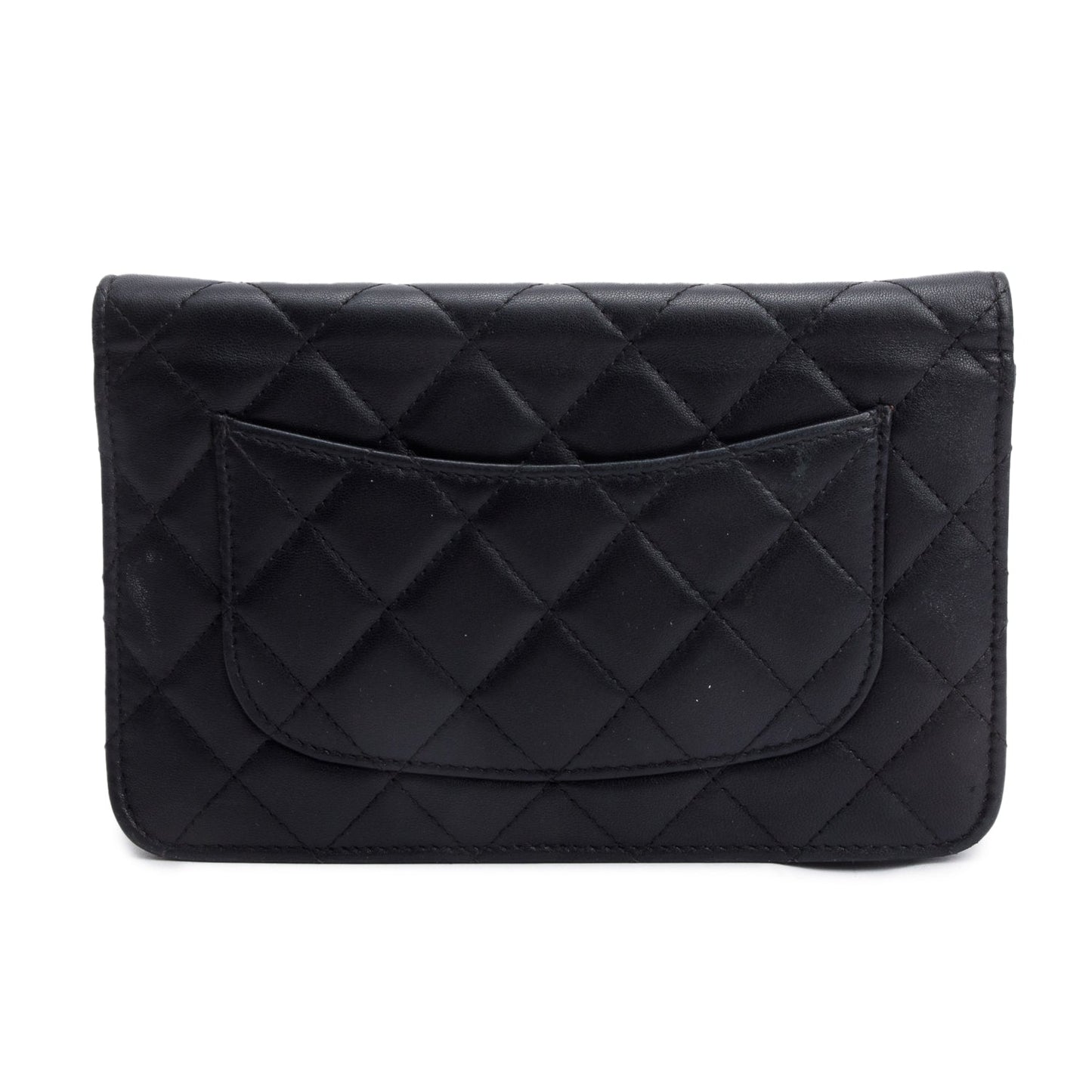 Chanel 2021 Black Quilted Lambskin Leather Classic Wallet on Chain
