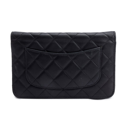 Chanel 2021 Black Quilted Lambskin Leather Classic Wallet on Chain