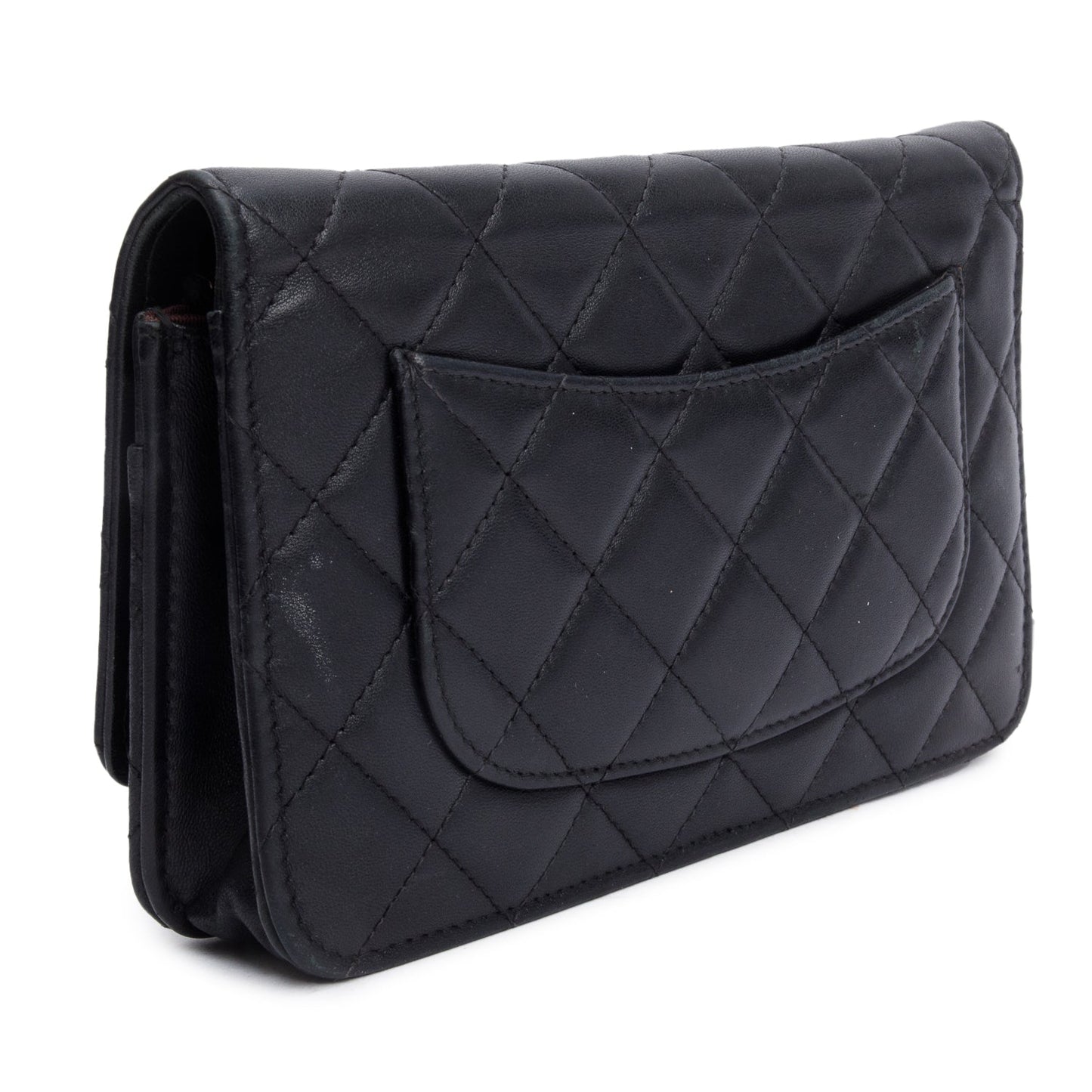 Chanel 2021 Black Quilted Lambskin Leather Classic Wallet on Chain