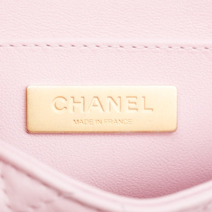 Chanel Pink Quilted Lambskin Leather Mini Top Handle Flap Bag