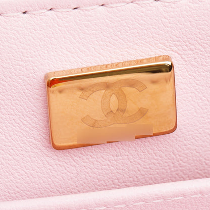 Chanel Pink Quilted Lambskin Leather Mini Top Handle Flap Bag