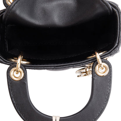 Christian Dior 2022 Black Leather Micro Lady Dior Bag