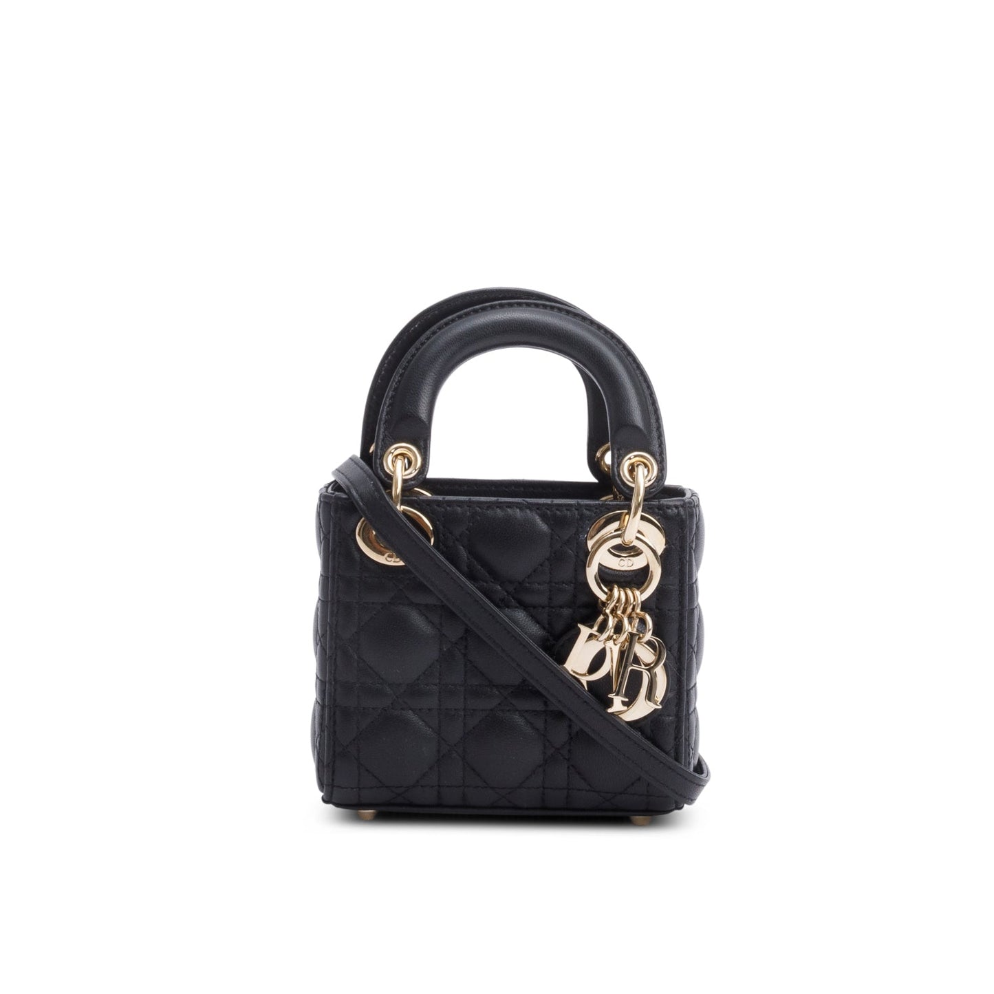 Christian Dior 2022 Black Leather Micro Lady Dior Bag