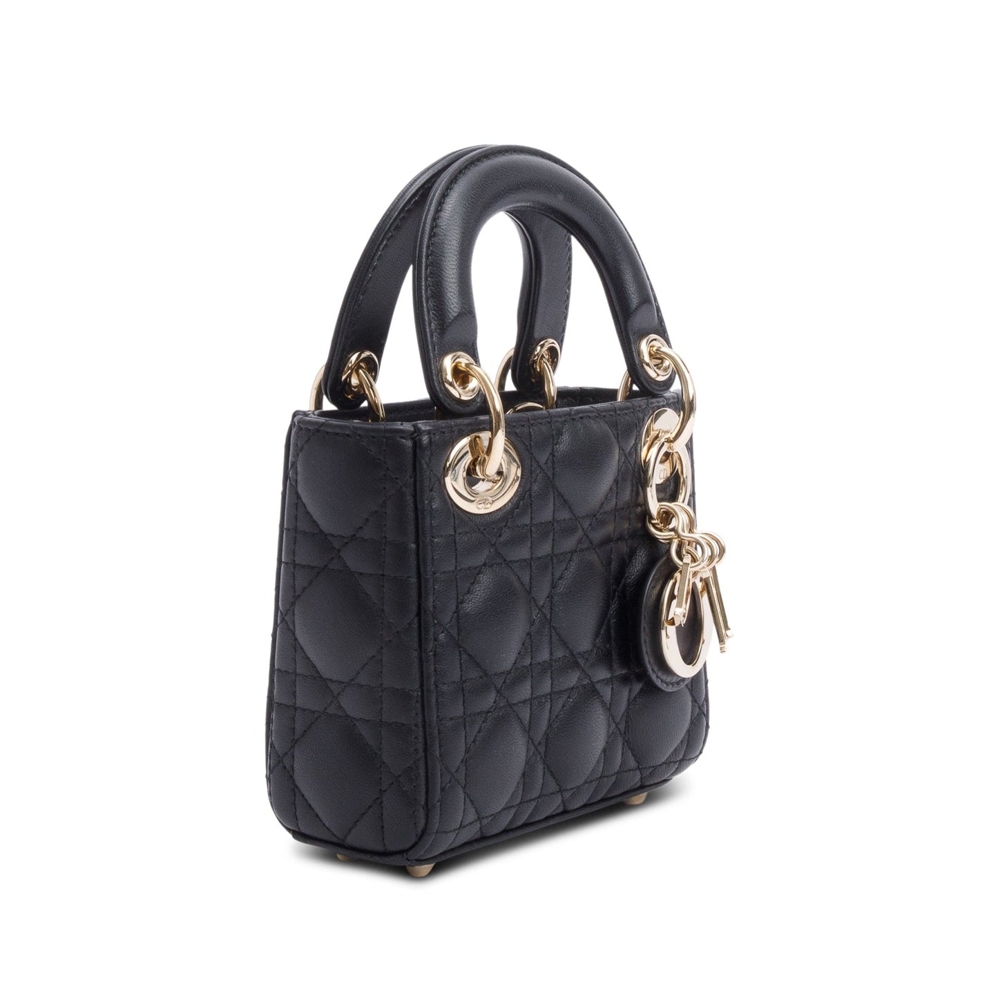 Christian Dior 2022 Black Leather Micro Lady Dior Bag