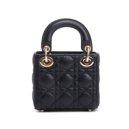 Christian Dior 2022 Black Leather Micro Lady Dior Bag