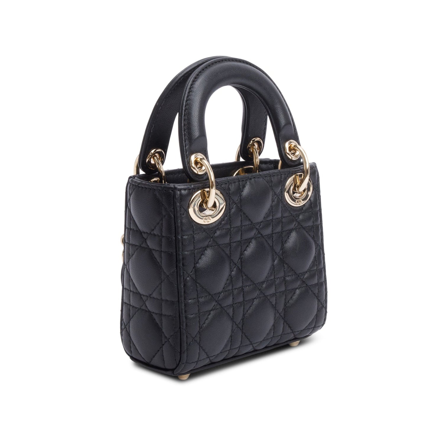 Christian Dior 2022 Black Leather Micro Lady Dior Bag