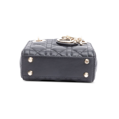 Christian Dior 2022 Black Leather Micro Lady Dior Bag