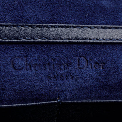 Christian Dior Blue Grained Calfskin Diorama Wallet on Chain
