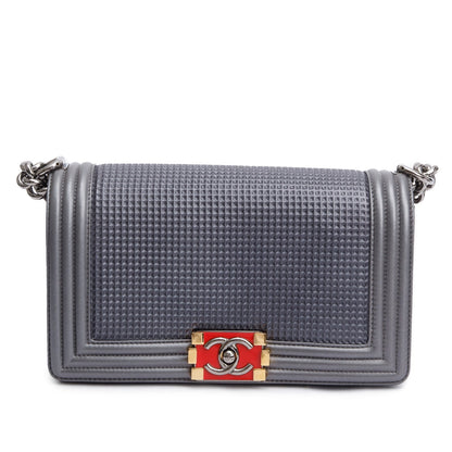 Chanel Grey Lambskin Leather Medium Cube Boy Bag