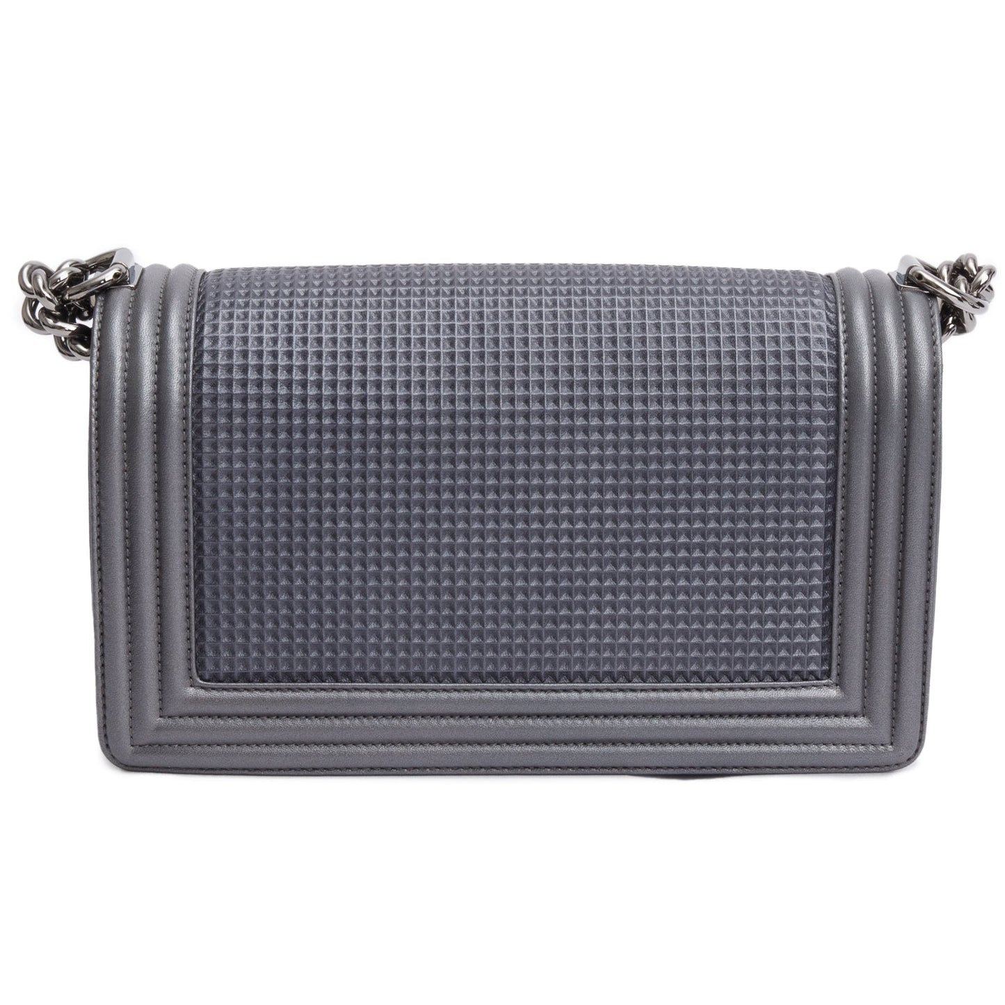 Chanel Grey Lambskin Leather Medium Cube Boy Bag