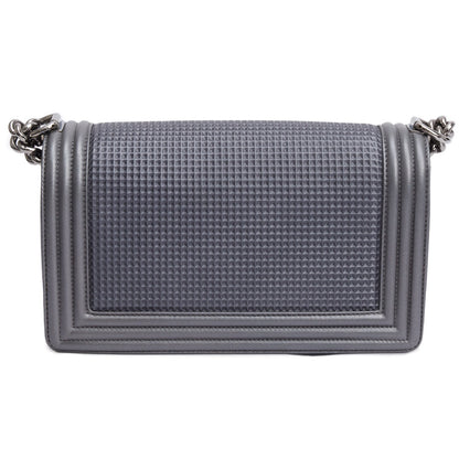 Chanel Grey Lambskin Leather Medium Cube Boy Bag
