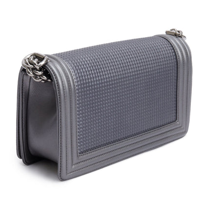 Chanel Grey Lambskin Leather Medium Cube Boy Bag