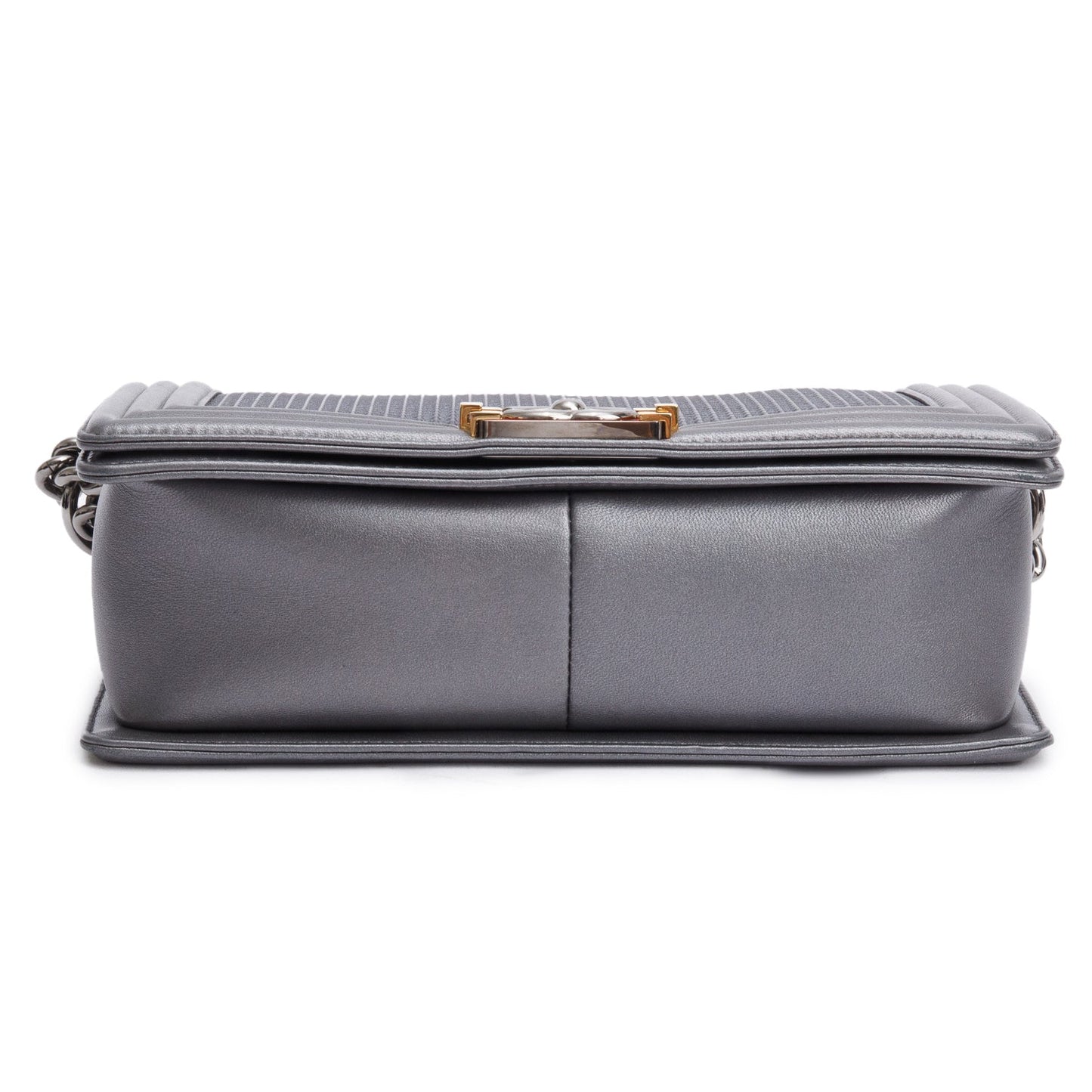 Chanel Grey Lambskin Leather Medium Cube Boy Bag