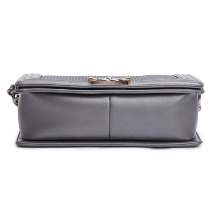 Chanel Grey Lambskin Leather Medium Cube Boy Bag