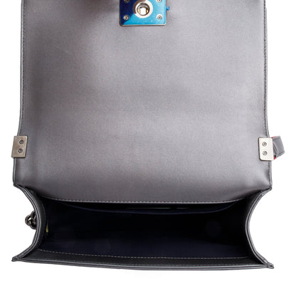 Chanel Grey Lambskin Leather Medium Cube Boy Bag