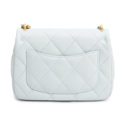Chanel Light Blue Quilted Caviar Leather Sweetheart Square Mini Flap Bag