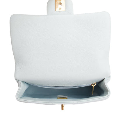 Chanel Light Blue Quilted Caviar Leather Sweetheart Square Mini Flap Bag