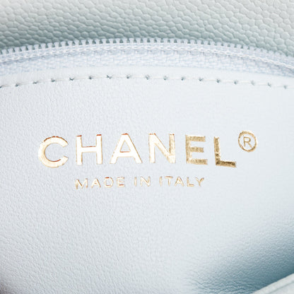 Chanel Light Blue Quilted Caviar Leather Sweetheart Square Mini Flap Bag