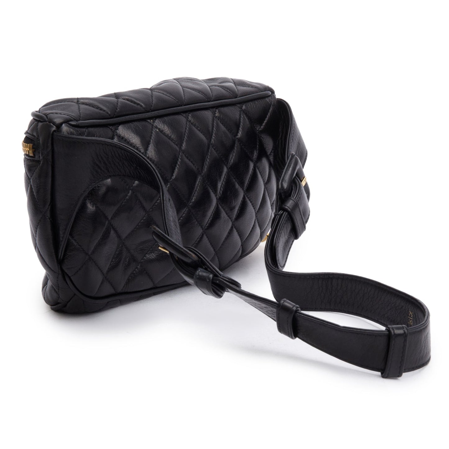 Chanel Vintage Black Quilted Lambskin Leather CC Waist Bag