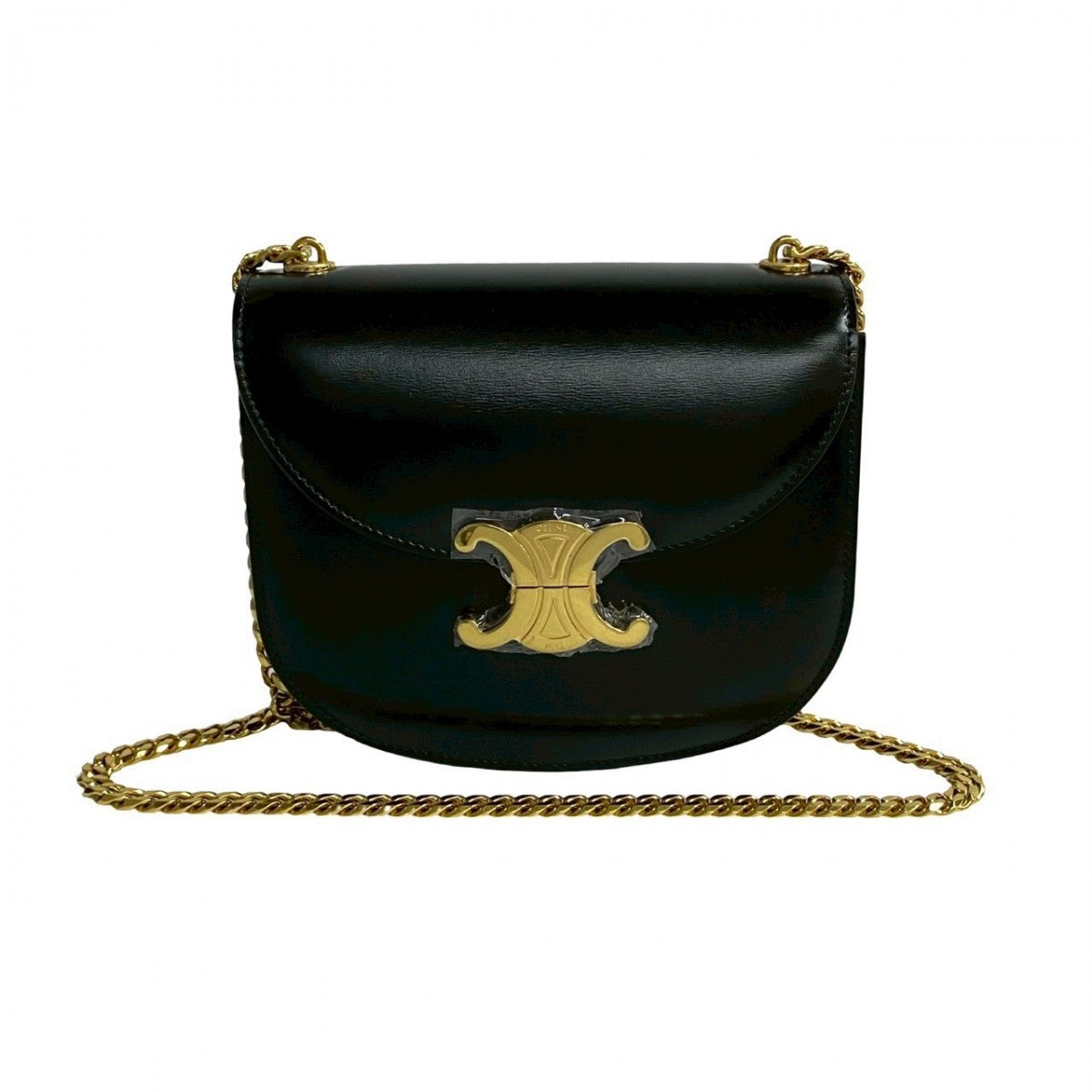 CELINE Shoulder Bag leather black Teen Chain Busas Women