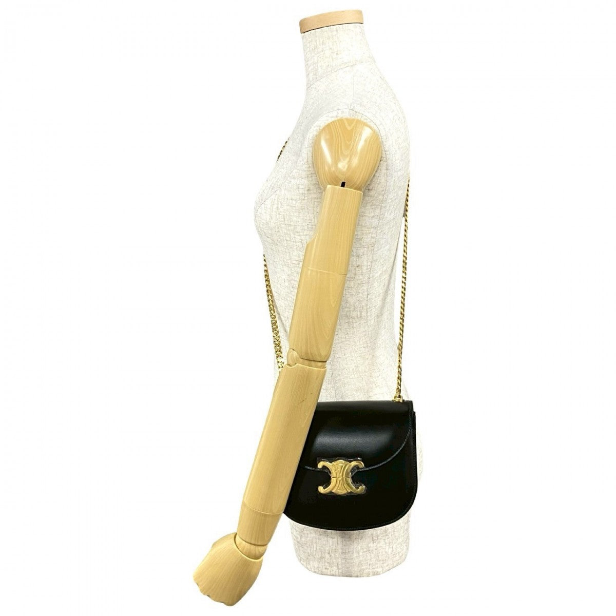 CELINE Shoulder Bag leather black Teen Chain Busas Women