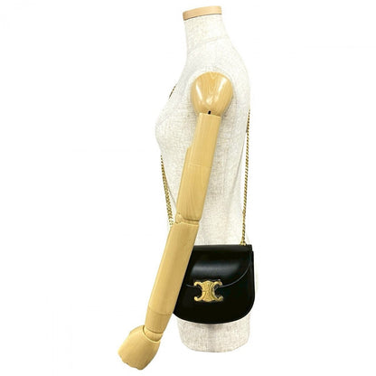 CELINE Shoulder Bag leather black Teen Chain Busas Women