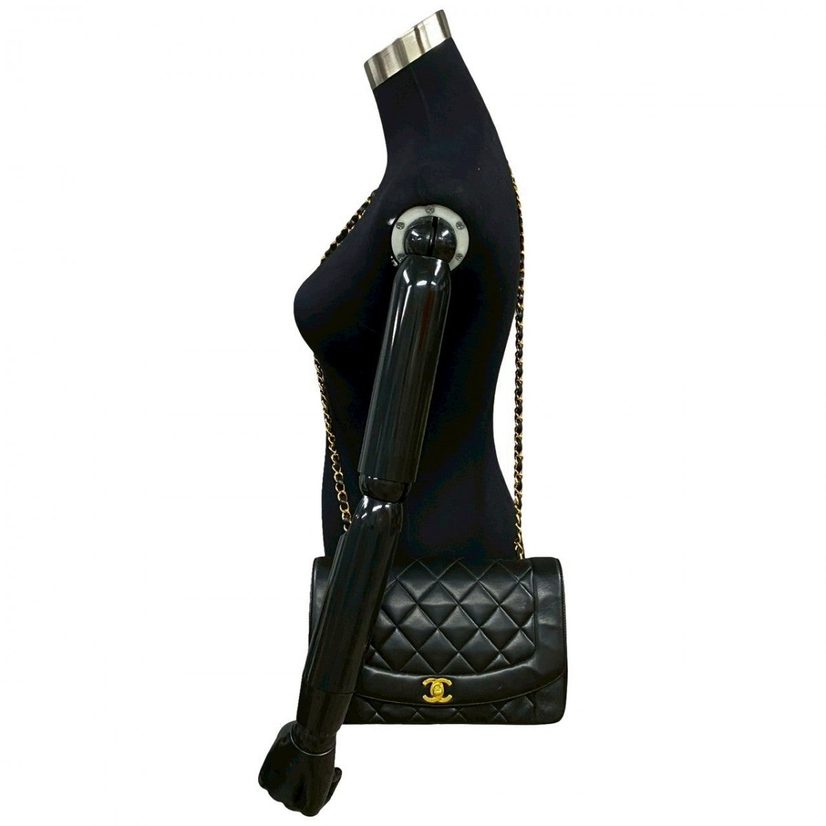CHANEL Shoulder Bag lambskin black COCO Mark Matrasse Diana flap Women