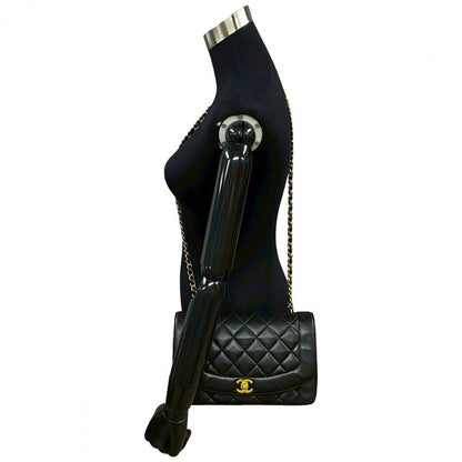 CHANEL Shoulder Bag lambskin black COCO Mark Matrasse Diana flap Women