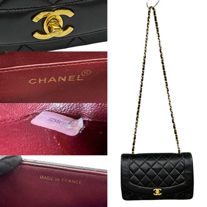 CHANEL Shoulder Bag lambskin black COCO Mark Matrasse Diana flap Women