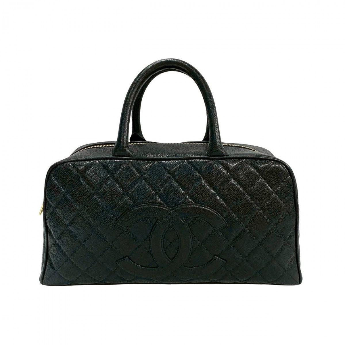 CHANEL Boston Duffel bag Matt caviar skin black COCO Mark Matrasse Women