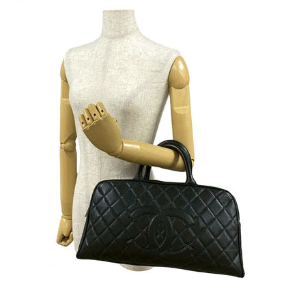 CHANEL Boston Duffel bag Matt caviar skin black COCO Mark Matrasse Women