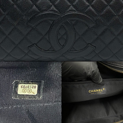 CHANEL Boston Duffel bag Matt caviar skin black COCO Mark Matrasse Women