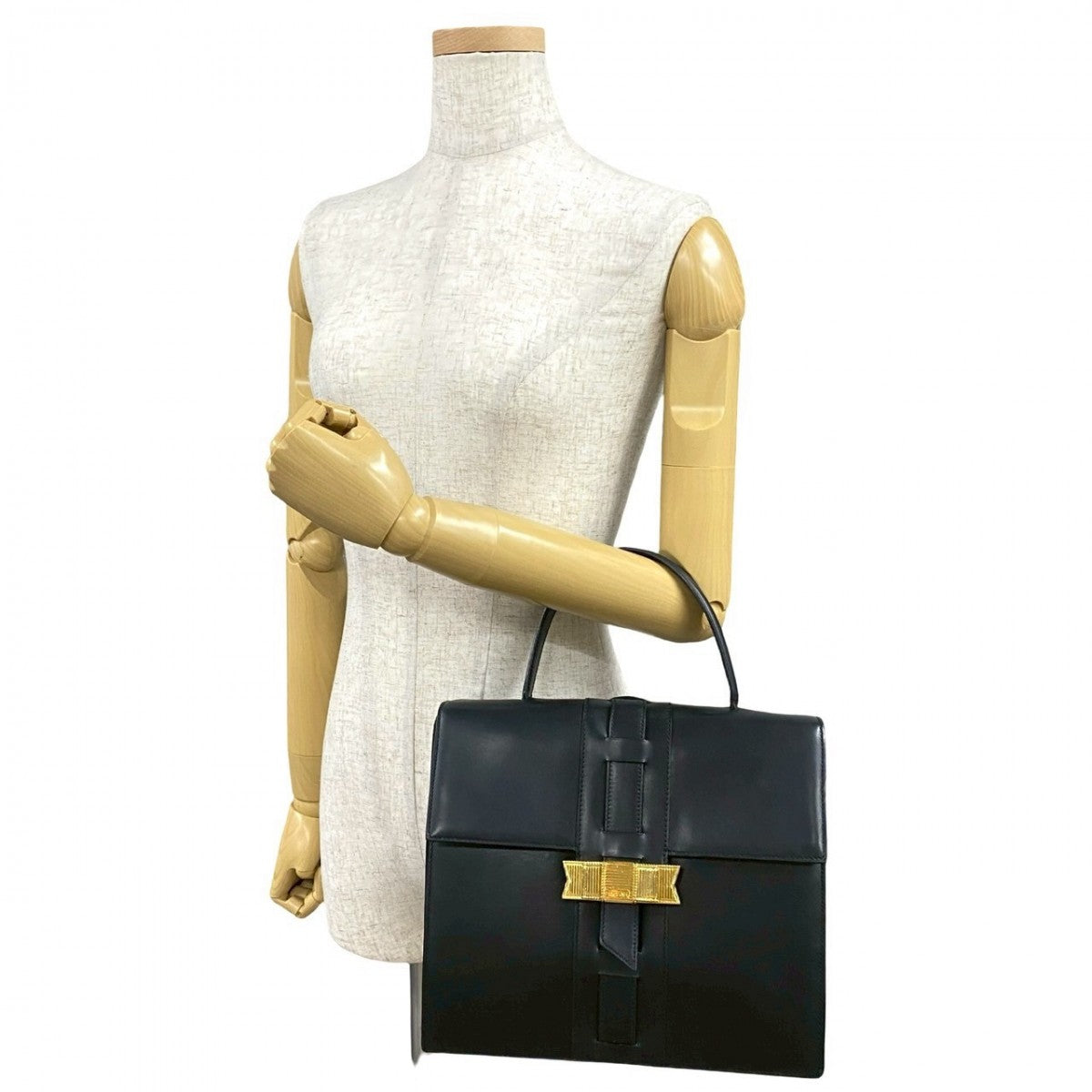 CELINE Handbag leather black logo ribbon Metal Women