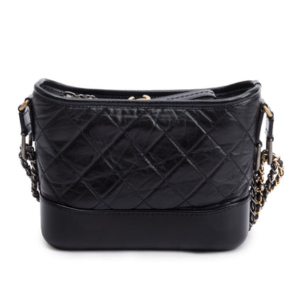 Chanel 2020 Black Aged Calfskin Leather Small Gabrielle Hobo