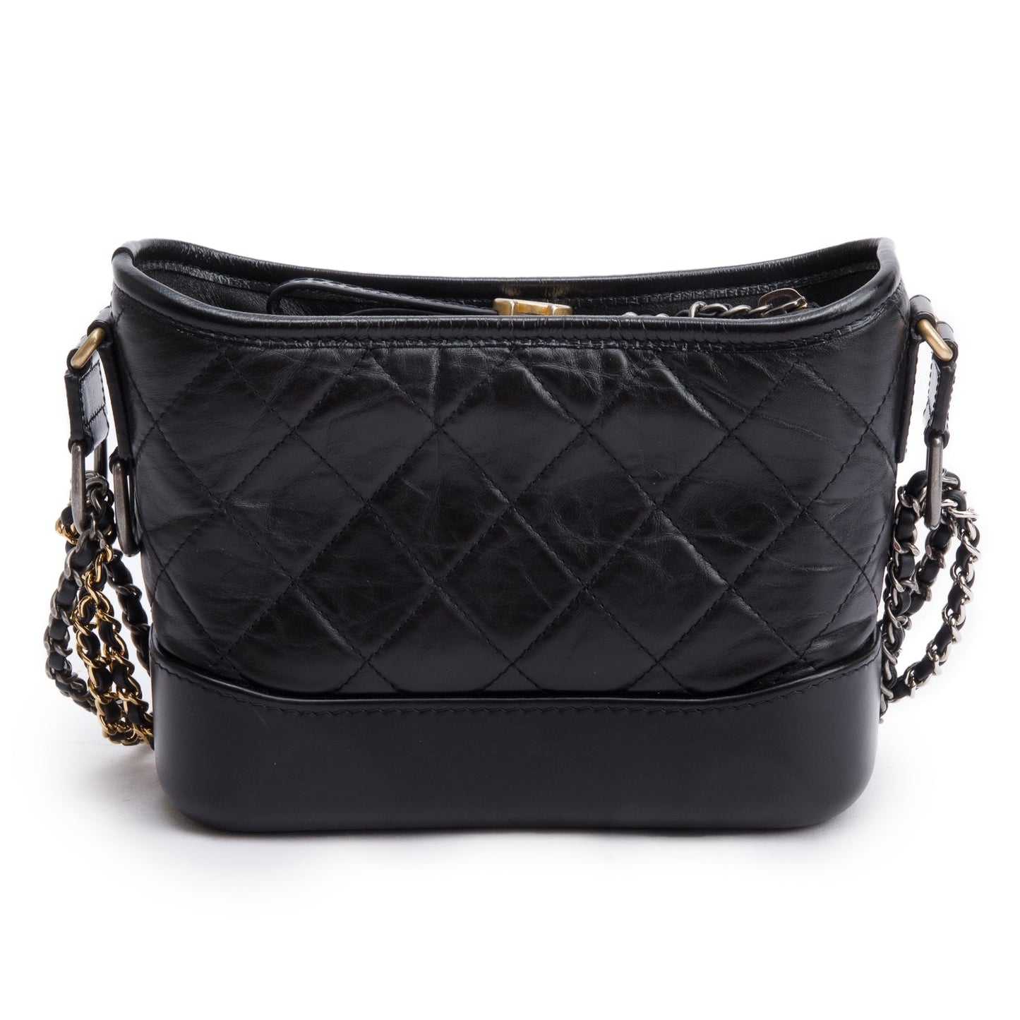 Chanel 2020 Black Aged Calfskin Leather Small Gabrielle Hobo