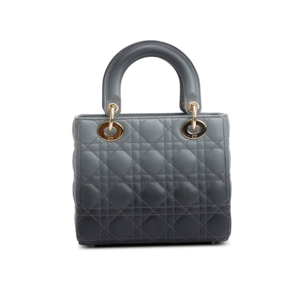 Christian Dior Grey Gradient Cannage Lambskin Leather Small Lady Dior My ABCDior Bag
