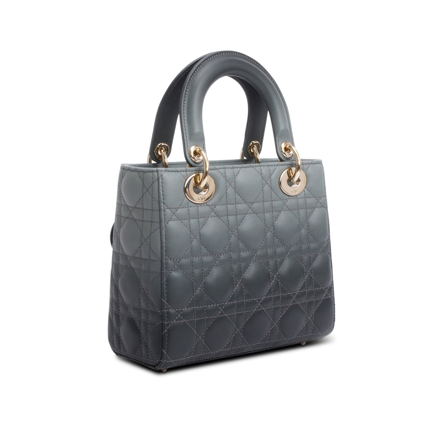 Christian Dior Grey Gradient Cannage Lambskin Leather Small Lady Dior My ABCDior Bag