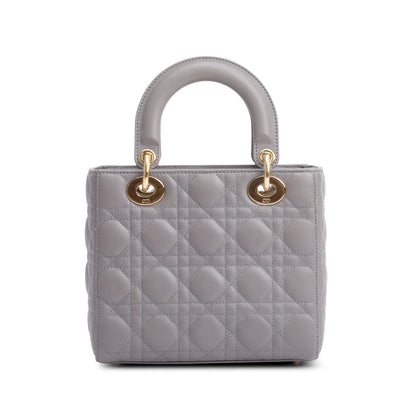 Christian Dior Grey Cannage Lambskin Leather Small Lady Dior My ABCDior Bag