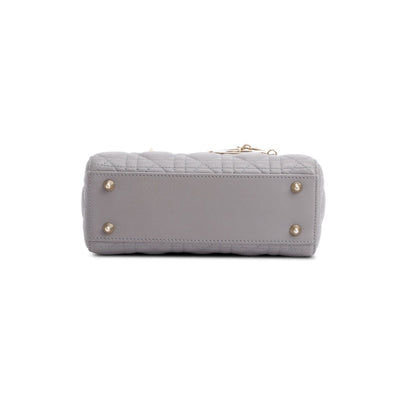 Christian Dior Grey Cannage Lambskin Leather Small Lady Dior My ABCDior Bag