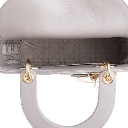 Christian Dior Grey Cannage Lambskin Leather Small Lady Dior My ABCDior Bag
