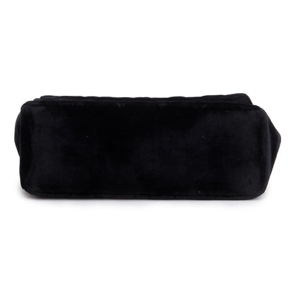 Chanel Vintage Black Quilted Velvet Small Square Single Flap Bag
