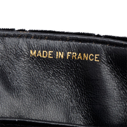 Chanel Vintage Black Quilted Velvet Small Square Single Flap Bag