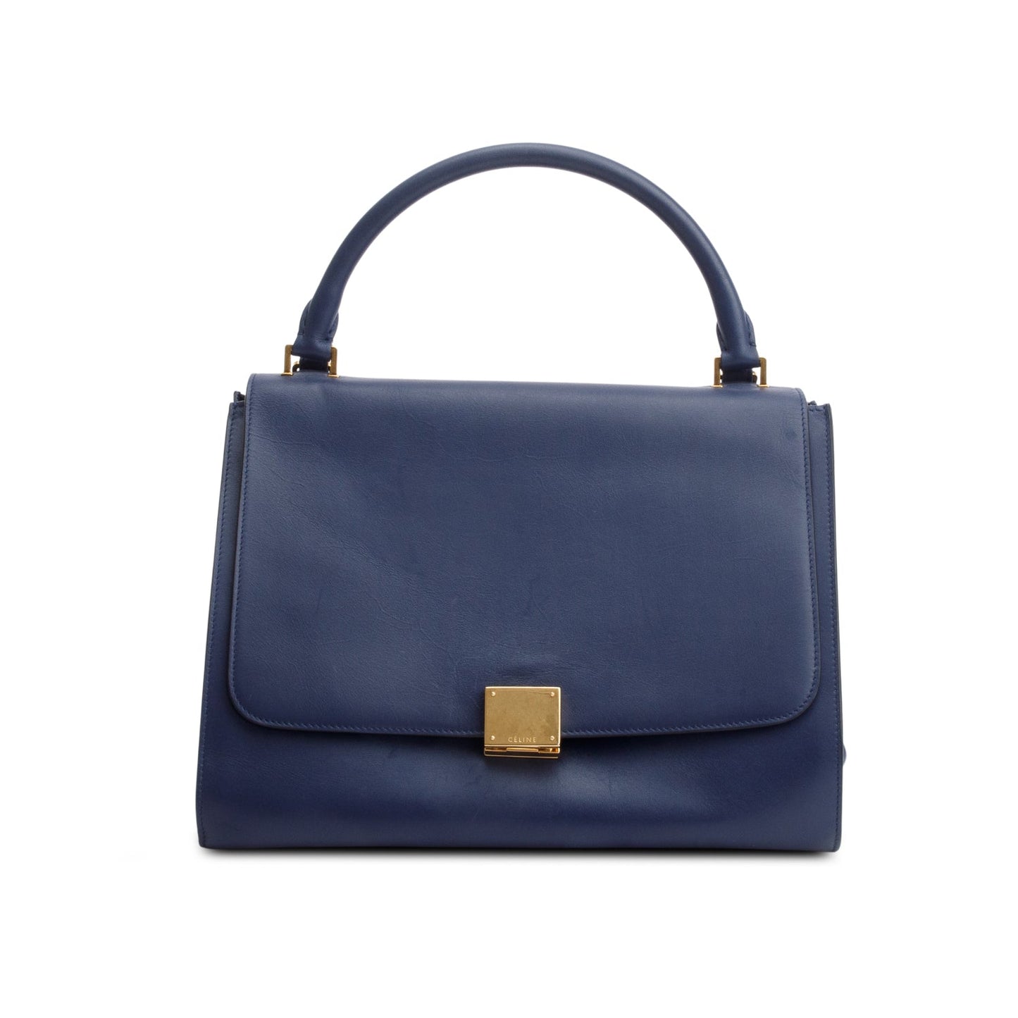 Celine Blue Calfskin Leather Medium Trapeze Bag