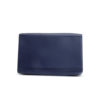 Celine Blue Calfskin Leather Medium Trapeze Bag