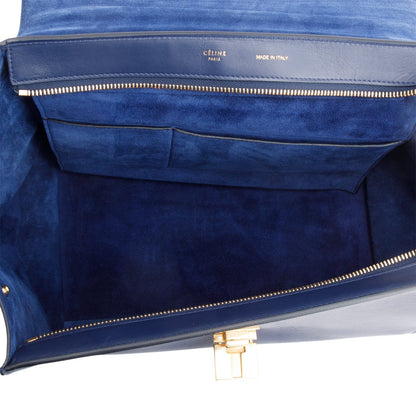 Celine Blue Calfskin Leather Medium Trapeze Bag