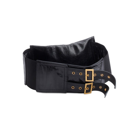 Christian Dior Black Calf Leather Saddle Waist Belt