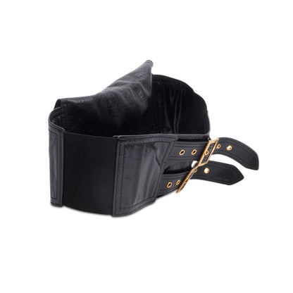 Christian Dior Black Calf Leather Saddle Waist Belt