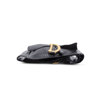 Christian Dior Black Calf Leather Saddle Waist Belt