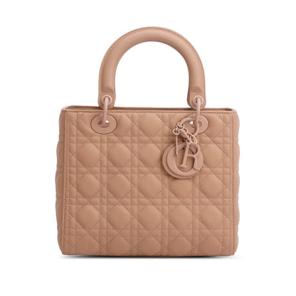 Christian Dior 2020 Blush Ultramatte Cannage Leather Medium Lady Dior Bag